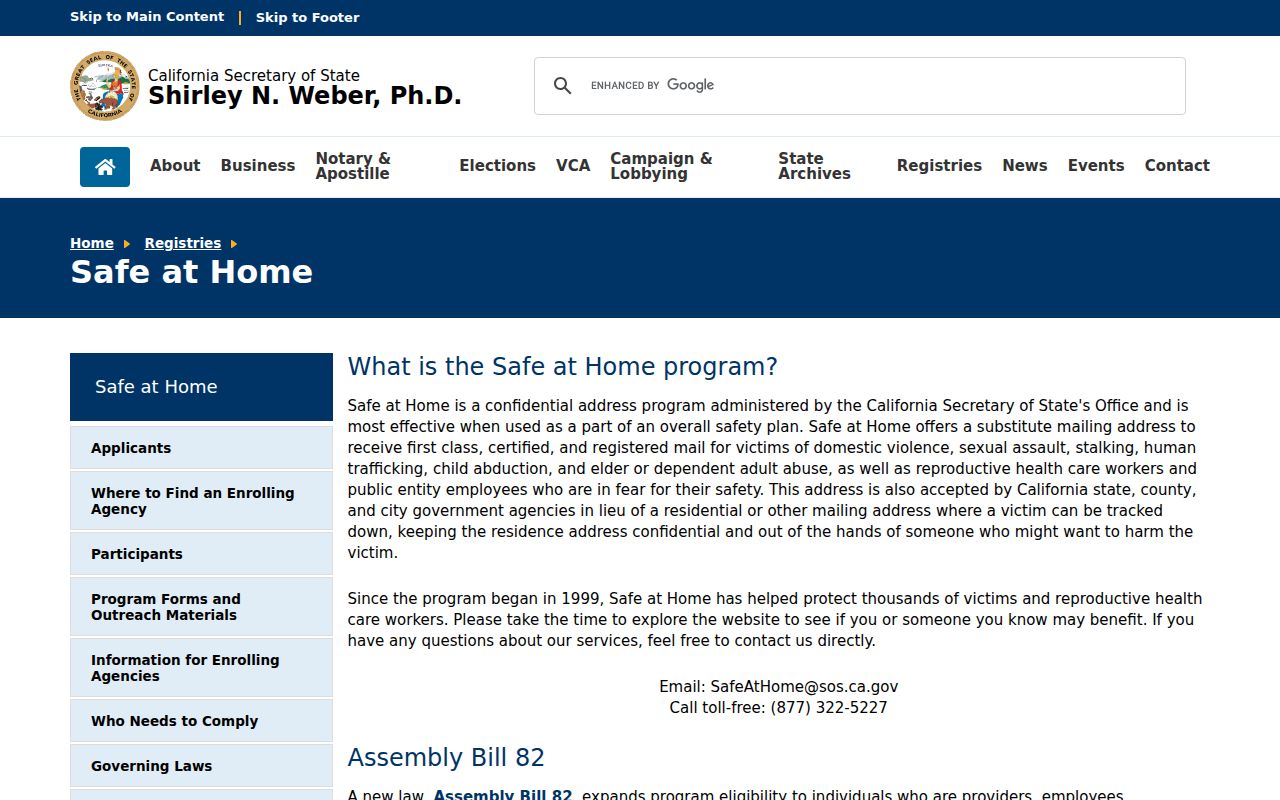 California Safe at Home confidentiality program for Hemet residents