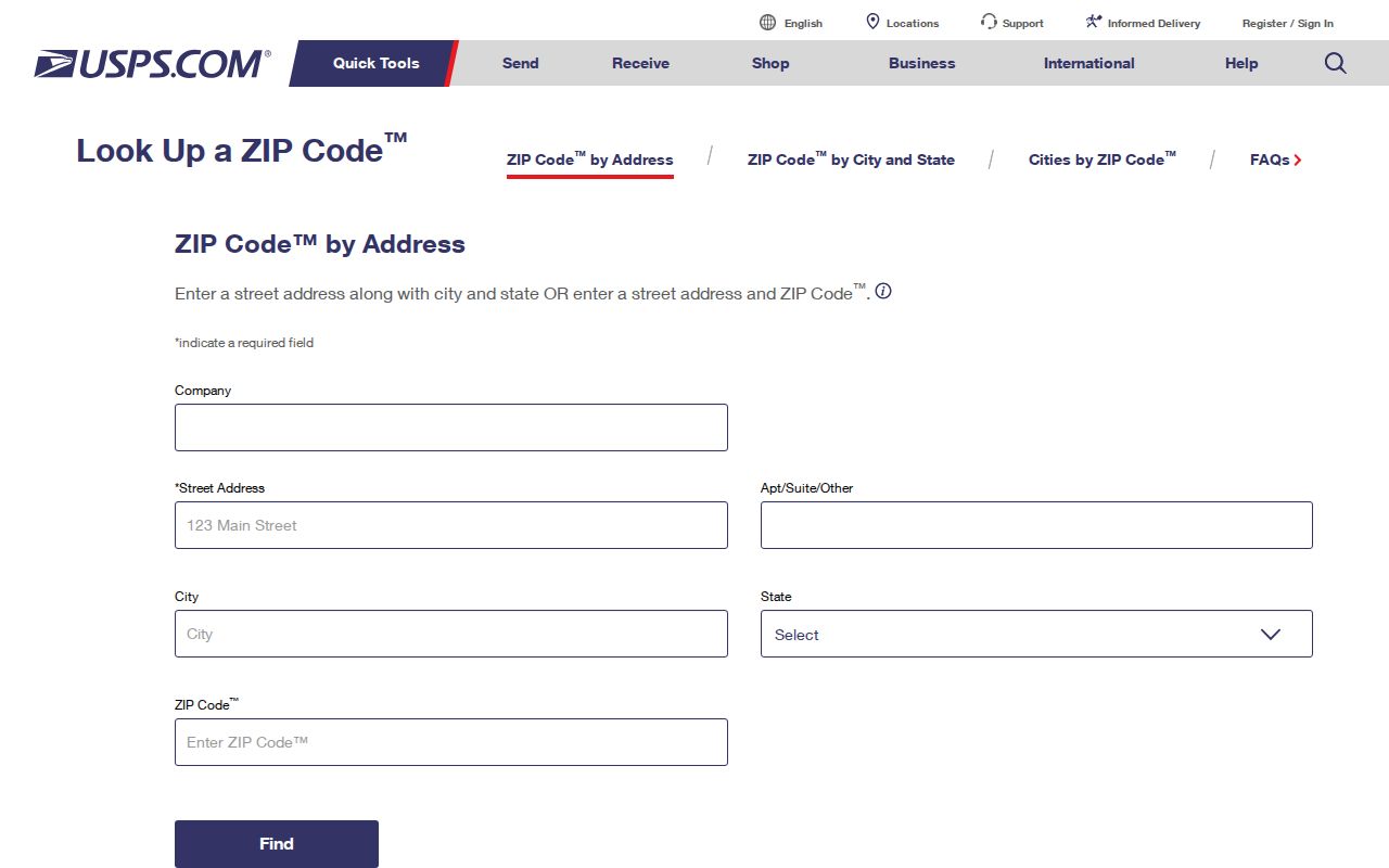 USPS by-address lookup for Hemet postal routing